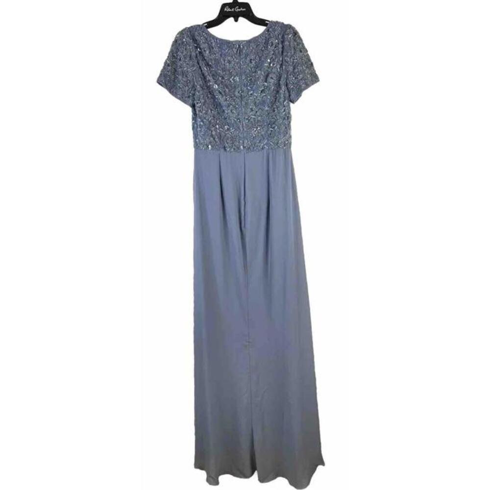 NWT Cameron Blake Womens Short Sleeve Blue Formal Full Length Dress Size Medium - Picture 7 of 9